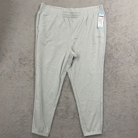 NEW Fila Womens 3X High Rise Jogger Pants Light Gray Cotton/Polyester Blend - Picture 1 of 9